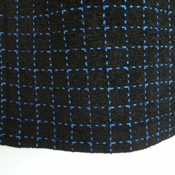 NWT OSCAR DE LA RENTA Black Blue Wool Cotton Tweed Sleeveless Pencil Dress 6 - Picture 5 of 7